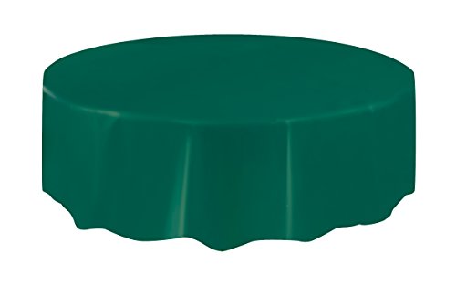 0011179500291 - ROUND PLASTIC TABLE COVER, 84-INCH, FOREST GREEN