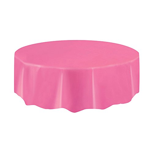0011179503353 - ROUND PLASTIC TABLECLOTH, 84, HOT PINK