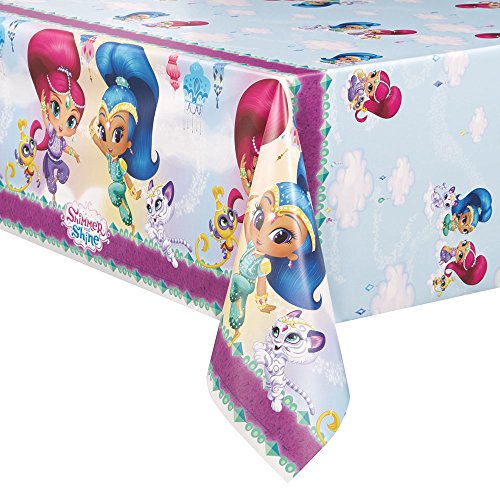 0011179507238 - SHIMMER AND SHINE PLASTIC TABLECLOTH 84 X 54