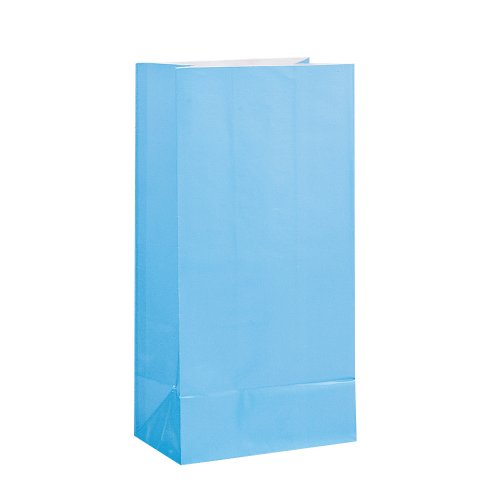 0011179590025 - BABY BLUE PAPER PARTY BAGS, 12CT