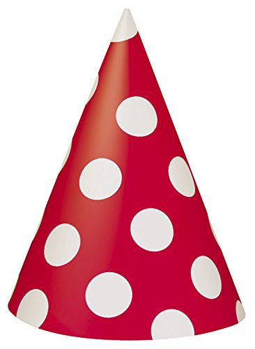 0011179603923 - 8 COUNT RED POLKA DOT PARTY HATS
