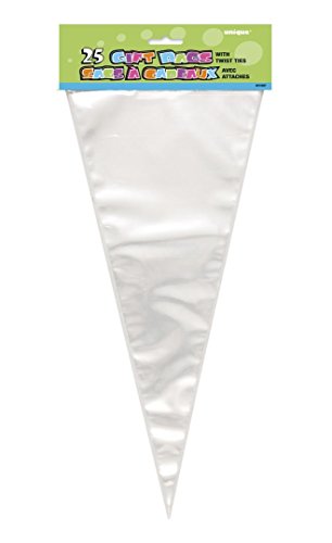 0011179619979 - LARGE CLEAR CONE CELLOPHANE BAGS, 25CT