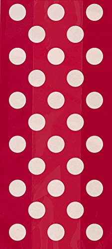 0011179620623 - 20 COUNT RED POLKA DOT CELLOPHANE BAGS