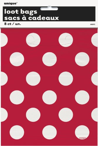 0011179620722 - RED POLKA DOT FAVOR BAGS, 8CT