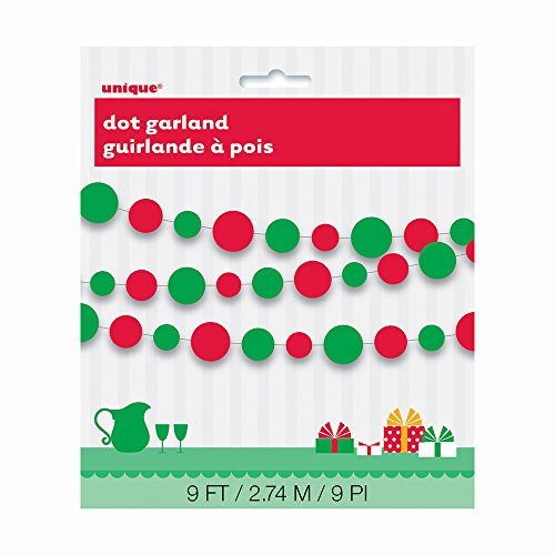 0011179625574 - 9FT RED & GREEN DOT PAPER GARLAND