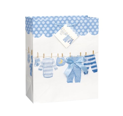 0011179644483 - LARGE BLUEBOW CLOTHESLINE BABY SHOWER GIFT BAG