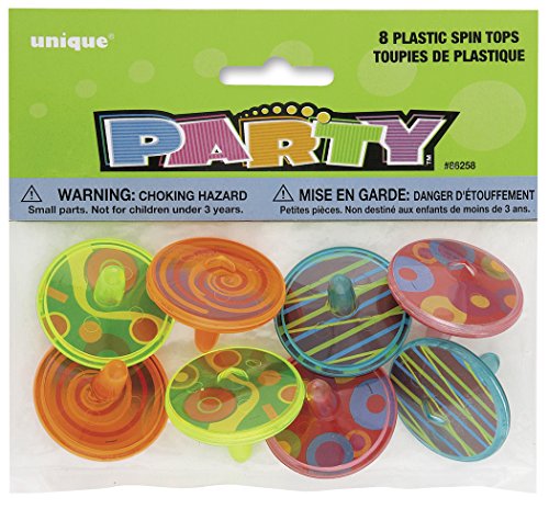 0011179862580 - PLASTIC SPINNING TOPS, ASSORTED 8CT