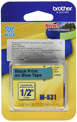 0011291099536 - BROTHER TAPE CARTRIDGE 0.5IN WIDE, NON-LAMINATED BLACK ON BLUE ( M531 )