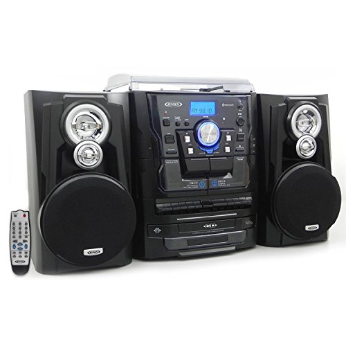 0011411366876 - JENSEN JMC1250 BLUETOOTH 3-SPEED STEREO TURNTABLE AND 3 CD CHANGER WITH DUAL CASSETTE DECK