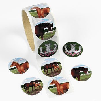 1144177108059 - FUN EXPRESS - 100 HORSE STICKERS, 1 ROLL, 1 1/2, ASSORTED DESIGNS