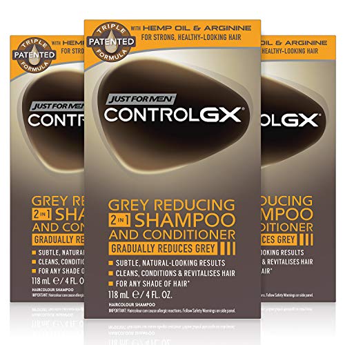 0011509045331 - JUST FOR MEN CONTROL GX GREY REDUCING 2 IN 1 SHAMPOO AND CONDITIONER, GRADUALLY COLORS HAIR, 4 OUNCE, PACK OF 3