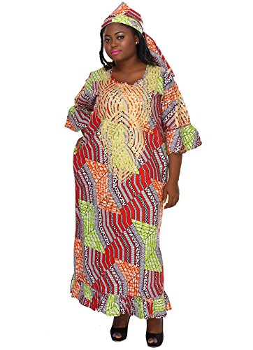 0011542388099 - AFRICAN PLANET WOMEN'S SWAHILI QUEEN CLEOPATRA AFRICAN MAXI PRINTED DRESS RED