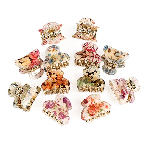 0011542423158 - GSM ACCESSORIES 12PCS WOMENS FLORAL PRINT SMALL SIZE ACRYLIC HAIR CLAWS HC022X2