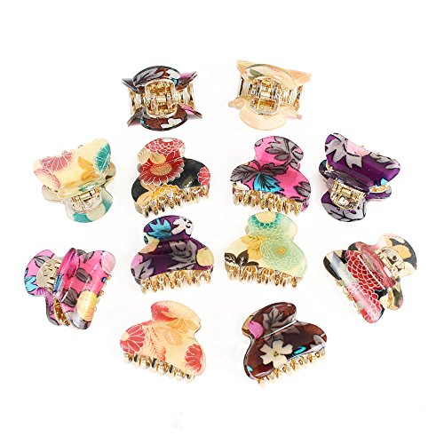 0011542423172 - GSM ACCESSORIES 12PCS WOMENS GARDEN FLORAL PRINT SMALL SIZE ACRYLIC HAIR CLAWS HC026X2