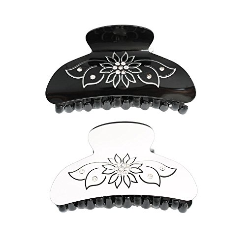 0011542423509 - GSM ACCESSORIES 2PCS BEAUTIFUL BLACK WHITE SUNFLOWER ACRYLIC CRYSTAL RHINESTONE HAIR CLAMPS CLAWS HC097X2