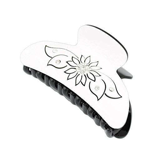 0011542423516 - GSM ACCESSORIES BEAUTIFUL BLACK WHITE SUNFLOWER ACRYLIC CRYSTAL RHINESTONE HAIR CLAMPS CLAWS HC097-WHITE