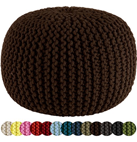 0011631200462 - COTTON CRAFT - HAND KNITTED CABLE STYLE DORI POUF - CHOCOLATE - FLOOR OTTOMAN - 100% COTTON BRAID CORD - HANDMADE & HAND STITCHED - TRULY ONE OF A KIND SEATING - 20 DIA X 14 HIGH