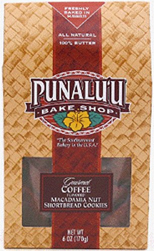0011643090327 - PUNALU'U BAKE SHOP'S ALL NATURAL GOURMET COFFEE FLAVORED MACADAMIA NUT SHORTBREAD COOKIES, FRESHLY BAKED IN HAWAII, 100% BUTTER, 6 OUNCE PACKAGE