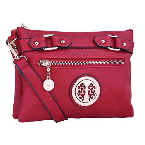 0011711271511 - CROSSBODY BAG ~ CROSSBODY PURSE ~ MULTIPLE POCKET CROSSBODY BAG ~ CROSSBODY PURSE WITH ADJUSTABLE SHOULDER STRAP ~ CROSSBODY BAG FOR WOMAN ~ TIP-TAP BUCKLE SNAP CLOSURE CROSSBODY PURSE ~ CUTIEPIE CROSSBODY BAG BY MKF COLLECTION (RED)