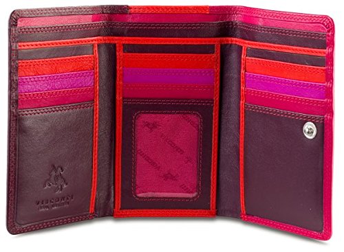 0011711521258 - VISCONTI RB43 MULTI COLORED LARGE TRIFOLD SOFT LEATHER LADIES WALLET & PURSE (PLUM)