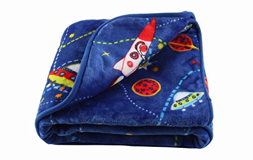 0011711530892 - LITTLEBEES NEWBORN TODDLER SOFT QUALITY BABY BLANKET (DOUBLE LAYER, BLUE ROCKET)