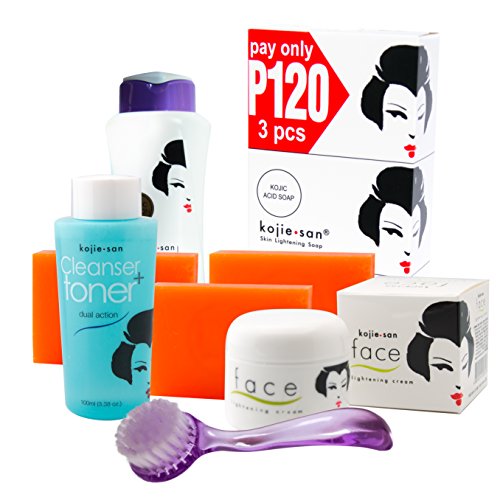 0011711603916 - KOJIE SAN FACE & BODY COMPLETE WHITENING 7PC SET -KOJIC ACID SOAP, BODY LIGHTENING LOTION WITH SPF25, FACE LIGHTENING CREAM, TONER, AND CLEANSING BRUSH