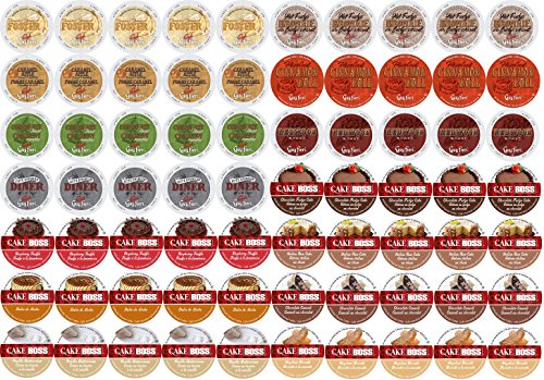 0011711854233 - 70-COUNT SINGLE CUPS FOR KEURIG® K CUP® BREWERS - VARIETY PACK OF GUY FIERI & CAKE BOSS COFFEES