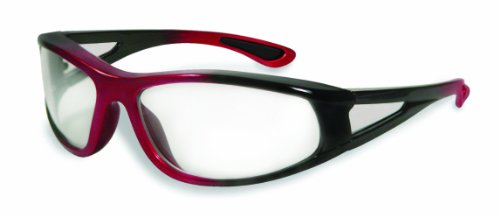 0011711952090 - SPECIALIZED SAFETY PRODUCTS PALOUSE RED/BLK CL 95209 UNISEX SAFETY GLASSES WITH RED/BLACK FRAMES AND CLEAR SHATTERPROOF LENSES