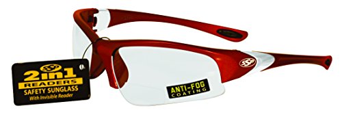 0011711953592 - SPECIALIZED SAFETY PRODUCTS ENTIAT 1.5 RED CL A/F ENTIAT UNISEX 1.50 BIFOCAL/READER SAFETY GLASSES WITH RED FRAMES AND CLEAR ANTI-FOG LENSES, RED