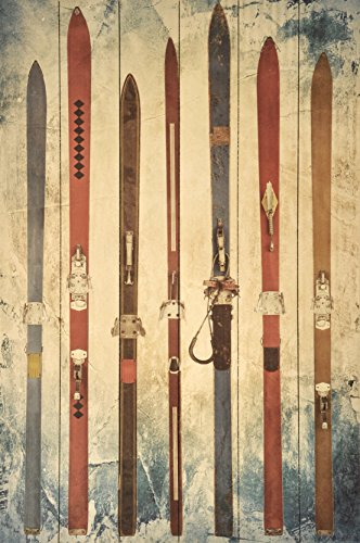 0118790282015 - EMPIRE ART DIRECT RETRO SKIS FINE ART GICLEE PRINTED ON SOLID FIR PLANKS GRAPHIC WALL ART