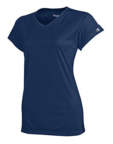 0011919114535 - CHAMPION WOMEN'S ESSENTIAL DOUBLE DRY V-NECK TEE-L-NAVY