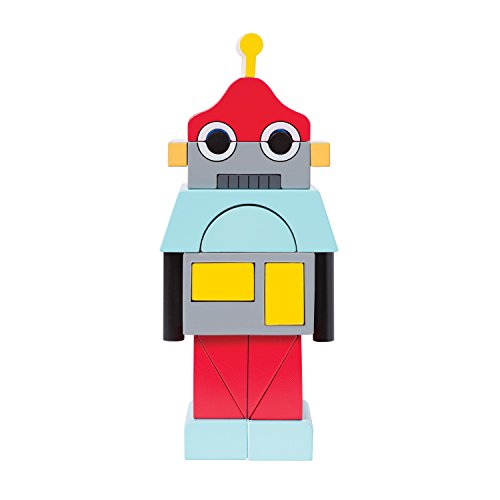 0011964479245 - MANHATTAN TOY 213750 BEEP THE ROBOT MAGNETIC WOODEN STACKING BLOCK PUZZLE