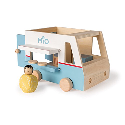0011964483822 - MIO WOODEN FOOD TRUCK + 1 BEAN BAG PERSON PEG DOLL - 8 PIECE IMAGINATIVE PLAY KIT BY MANHATTAN TOY