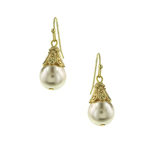 0011996236878 - 1928 JEWELRY GOLD-TONE SIMULATED PEARL DROP EARRINGS