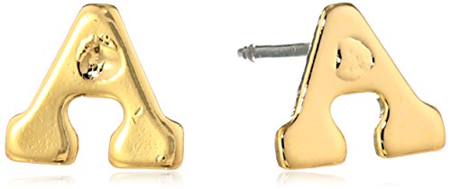 0011996248437 - 1928 JEWELRY 14K GOLD-DIPPED A INITIAL BUTTON STUD EARRINGS