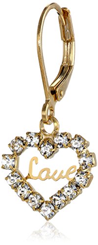 0011996276669 - 1928 JEWELRY LOVE HEARTS 14K GOLD DIPPED CRYSTAL ACCENTED EARRINGS