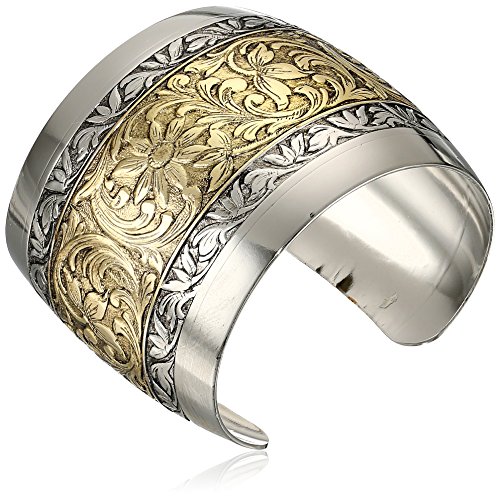 0011996679361 - 1928 JEWELRY PATTERNED SILVER-TONE AND GOLD-TONE CUFF BRACELET