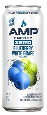 0012000142185 - 8 PACK - AMP ENERGY ZERO - BLUEBERRY WHITE GRAPE - 16OZ.