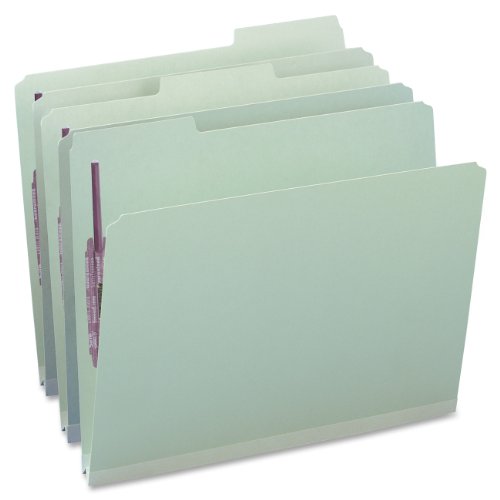 0012020945940 - SMEAD PRESSBOARD FILE FOLDER WITH SAFESHIELD® FASTENERS, 2 FASTENERS, 1/3-CUT TAB, 1 EXPANSION, LETTER SIZE, GRAY/GREEN, 25 PER BOX