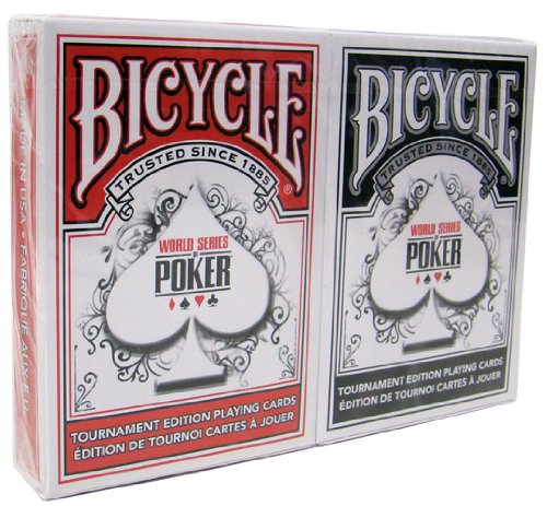 0120220091159 - BICYCLE WSOP PLASTIC COATED PLAYING CARDS - 2 DECKS POKER SIZE REGULAR INDEX RED/BLACK
