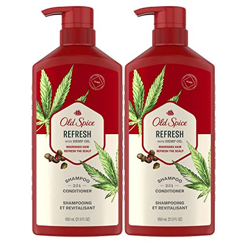 0012044047408 - OLD SPICE REFRESH 2IN1 SHAMPOO AND CONDITIONER FOR MEN, WITH HEMP OIL, 21.9 OZ EACH, TWIN PACK