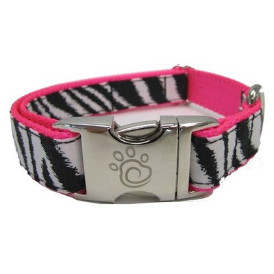 0012062120046 - CHIEF FURRY OFFICER 90210 DESIGNER FABRIC DOG COLLAR WITH NEON PINK WEBBING, LARGE