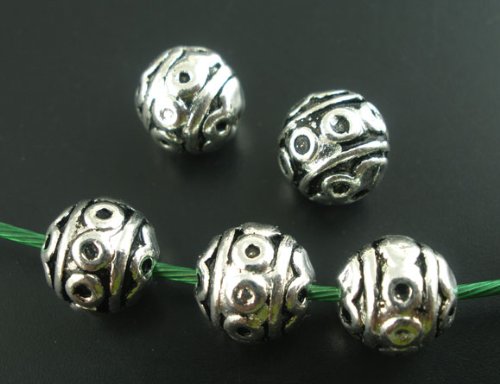 0012124639042 - 40PC ANTIQUE SILVER BALI STYLE CARVED SPACER BEADS 8MM BEADING SUPPLIES
