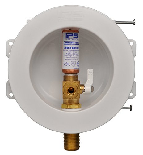 0012181879375 - WATER-TITE 87937 ROUND MINI LEAD-FREE PLASTIC DISHWASHER, COMMERCIAL ICE MAKER AND COFFEE MAKER OUTLET BOX WITH PRELOADED MOUNTING NAILS, BRASS QUARTER-TURN ARRESTER VALVE AND 3/8 OUTLET INSTALLED, 1/2 PEX CONNECTION, WHITE