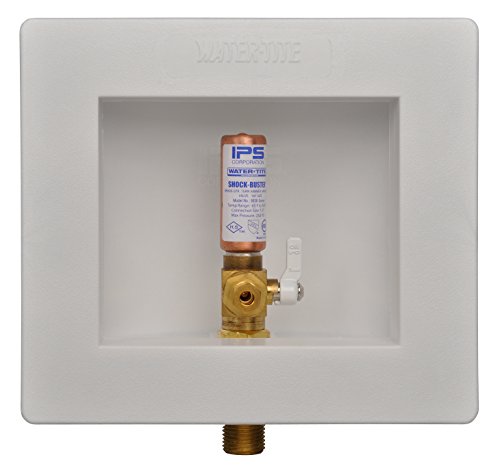0012181879801 - WATER-TITE 87980 PLASTIC LEAD-FREE ICE MAKER OUTLET BOX WITH BRASS QUARTER-TURN ARRESTER VALVE INSTALLED, 1/2 PEX CONNECTION, WHITE