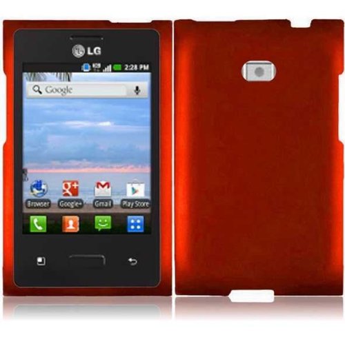 0122345985108 - HARD ORANGE CASE COVER FACEPLATE PROTECTOR FOR LG OPTIMUS DYNAMIC L38G / L38C STRAIGHT TALK WITH FREE GIFT RELIABLE ACCESSORY PEN