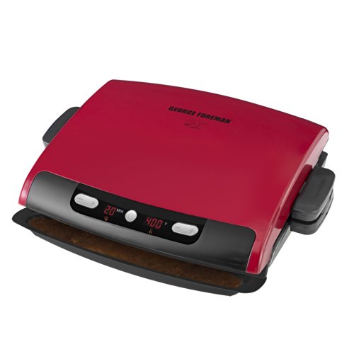 0012301120530 - GEORGE FOREMAN GRP95R 6 SERVING REMOVABLE PLATE GRILL, RED