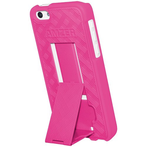 0012301438598 - AMZER SNAP ON HARD SHELL CASE COVER WITH KICKSTAND FOR APPLE IPHONE 5C - RETAIL PACKAGING - HOT PINK