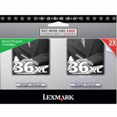 0012302194707 - LEXMARK TWIN-PACK #36XL - PRINT CARTRIDGE - HIGH YIELD - 2 X BLACK - 500 PAGES - LRP - FOR X2600, 2650, 2670, 3650, 4630, 4650, 5650, 6650, 6675, Z2300, 2320, 2420