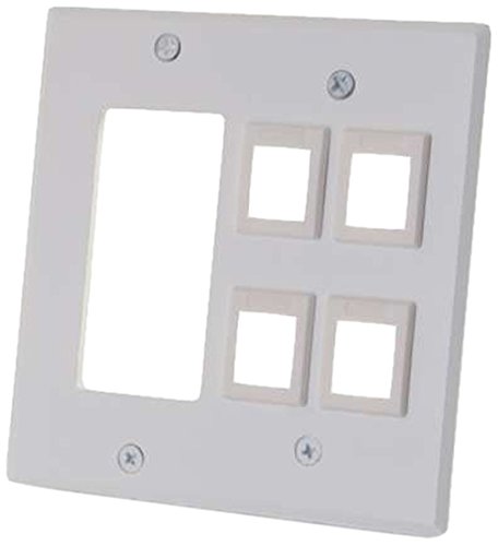0012302471525 - C2G DECORA COMPATIBLE CUTOUT WITH FOUR KEYSTONE DOUBLE GANG WALL PLATE 41341